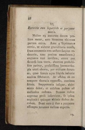 VI. Enteritis cum bepatitide et peripneumonia.