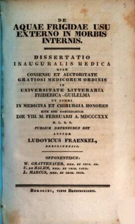 De aquae frigidae usu externo in morbis internis : Diss. inaug. med.