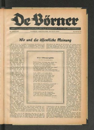 19. Jahrgang, Hamburg-Langenhorn, Oktober 1954, Nummer 10