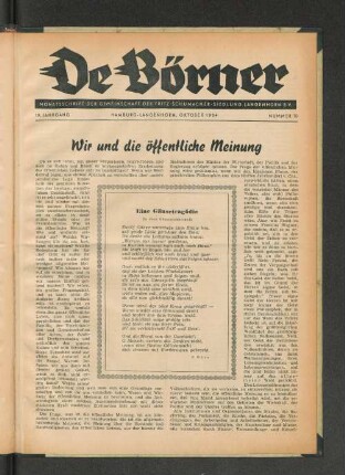 19. Jahrgang, Hamburg-Langenhorn, Oktober 1954, Nummer 10