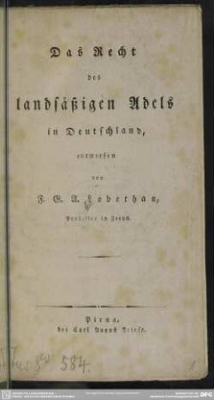 Das Recht des landsäßigen Adels in Deutschland