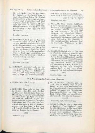 IV. C. Vertretungs-Professoren und -Dozenten
