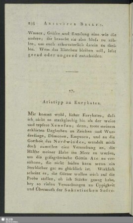27. Aristipp an Eurybates