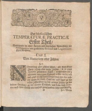 Cap. I. Von Numeriren oder Zählen