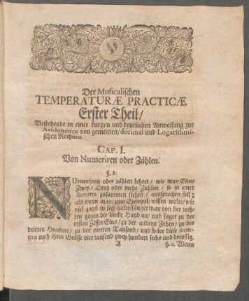 Cap. I. Von Numeriren oder Zählen