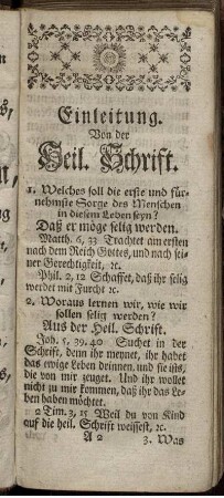 Einleitung Von der Heil. Schrift.