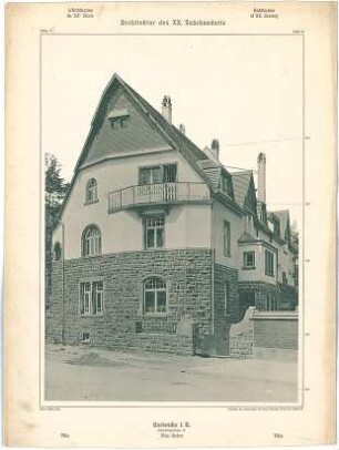Billing, Hermann; Karlsruhe, Maximilianstr. 10 / Weberstr. 7; Doppelhaus Lang - Stober - Villa Stober (Außenansicht mit Toreingang)