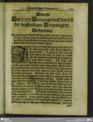 Andacht Am XXIV Sonntage nach dem fest der hochheiligen Dreyeinigkeit