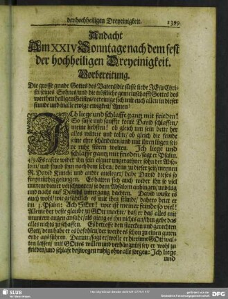 Andacht Am XXIV Sonntage nach dem fest der hochheiligen Dreyeinigkeit