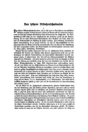 Das höhere Mädchenschulwesen