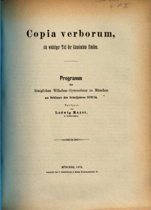 Copia verborum, ein wichtiger Teil der klassischen Studien