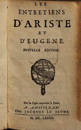 Les entretiens d'Ariste et d'Eugène