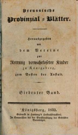 Preußische Provinzial-Blätter. 7. 1832