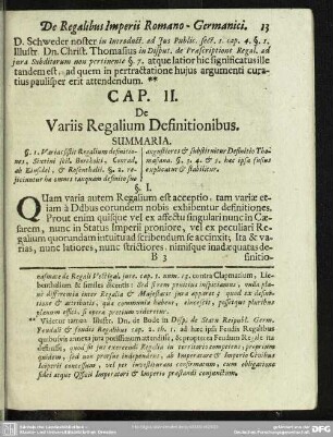 Cap. II. De Variis Regalium Definitionibus
