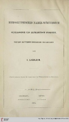 Hauptwerk: Dictionnaire de noms hiéroglyphiques: en ordre généalogique et alphabétique