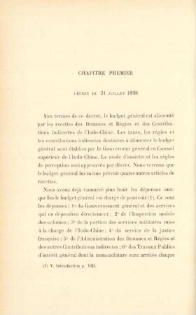 Chapitre premier. Décret du 31 juillet 1898