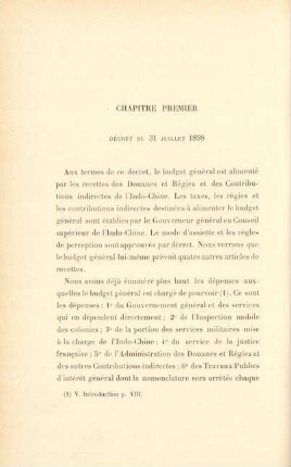 Chapitre premier. Décret du 31 juillet 1898