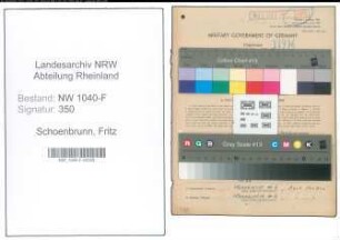 Entnazifizierung Fritz Schoenbrunn , geb. 13.11.1907 (Zollbeamter)