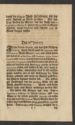 Den 16ten Juny 173