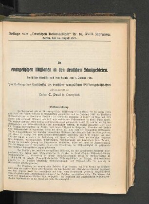 Die evangelischen Missionen in den deutschen Schutzgebieten.