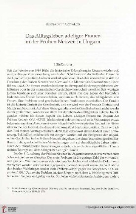 Das Alltagsleben adeliger Frauen in der Frühen Neuzeit in Ungarn