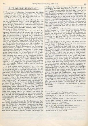631-632 [Rezension] Müller, Norbert, Die liturgische Vergegenwärtigung der Psalmen