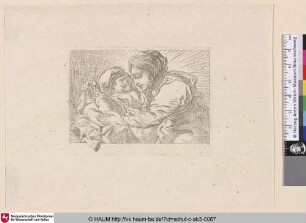 [Maria, den Fuß des Kindes haltend, Contradruck; Virgin and Child, turned to right, Counterproof]