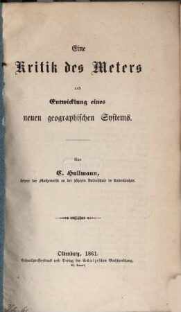 Eine Kritik des Meters und Entwicklung eines neuen geographischen Systems