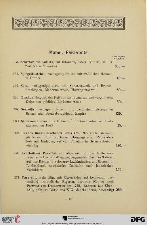 Möbel, Paravents (Nr. 263-271)