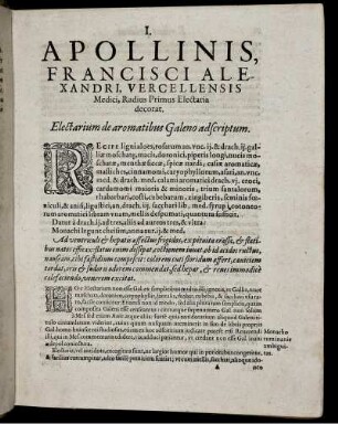 Radius Primus Electaria decorat.