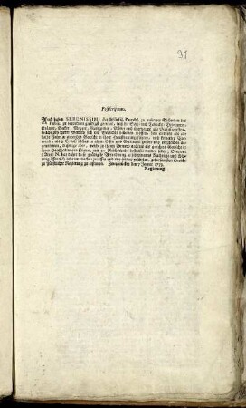 Postscriptum : Zweybrücken den 7 Jenner 1773