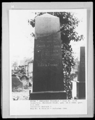 Grabstein von Bernhard Stern (gestorben 1899.08.09)