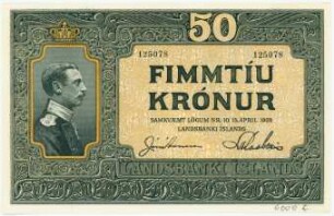 Geldschein, 50 Krónur, 1929?