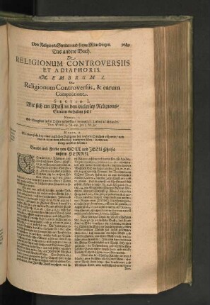 MEMBRUM I. De Religionum Controversiis, & earum Compositione.