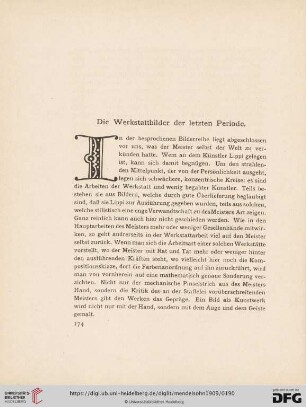 Die Werkstattbilder der letzten Periode