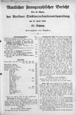 Sitzung 25, 10. Juni 1926