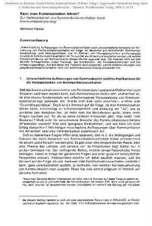 Kann man Kommunikation lehren? Zur Veränderbarkeit von Kommunikationsverhalten durch Kommunikationstrainings
