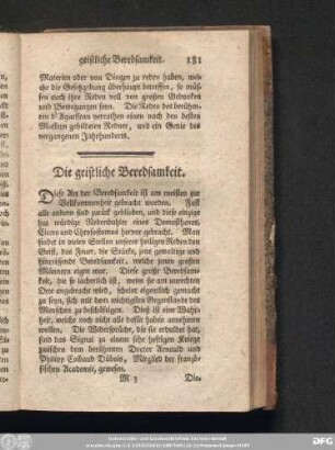 Die geistliche Beredsamkeit.