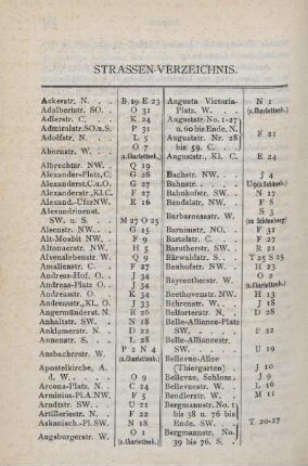 Strassen-Verzeichnis