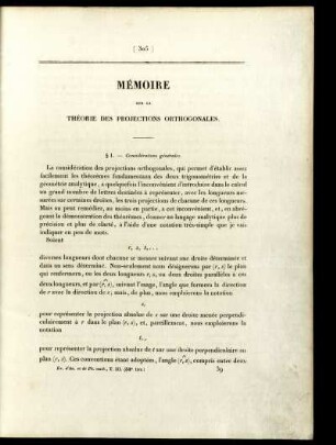 Mémoire sur la thèorie des projektions orthogonales.