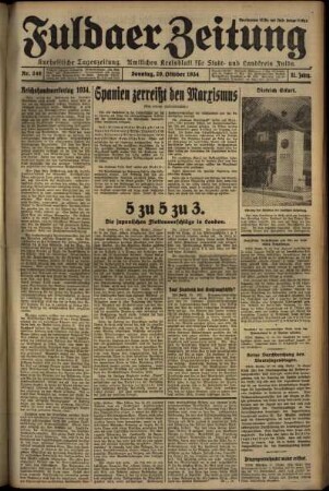 Erste Ausgabe vom Sonntag, den 28. Oktober 1934.