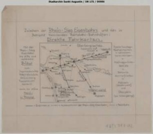 Übersichtskarte der RSE-AG und anderer Bahnen, mit Omnibusnetz, vor 1950, Vorlage für Werbeanzeigen