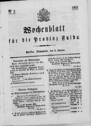 Nr. 2, Ausgabe vom 8. Januar 1853