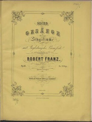 Sechs Gesänge : für eine Singstimme mit Begleitung des Pianoforte : op. 35