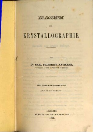 Anfangsgründe der Krystallographie