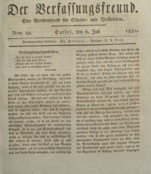 Nro. 19. Cassel, den 6. Juli. 1831.