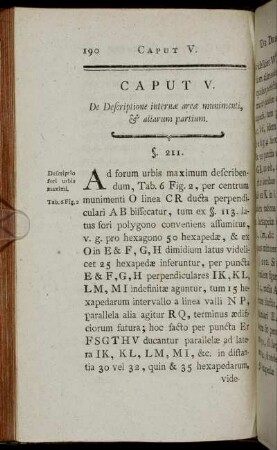 Caput V. De Descriptione internæ areæ munimenti, & aliarum partium.