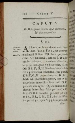 Caput V. De Descriptione internæ areæ munimenti, & aliarum partium.