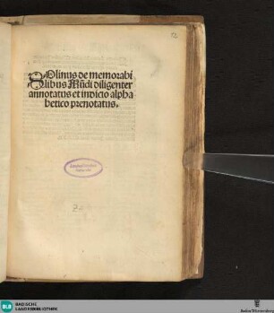 Solinus de Memorabilibus Mu[n]di : dilige[n]ter annotatus et indicio alphabetico prenotatus