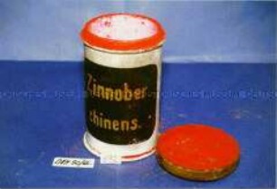 Dose mit rotem Farbpulver (Zinnober chinens.)